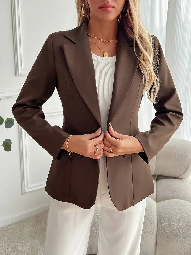 Eleganter Camel Blazer für Damen, Einreihig, Polyester, Casual