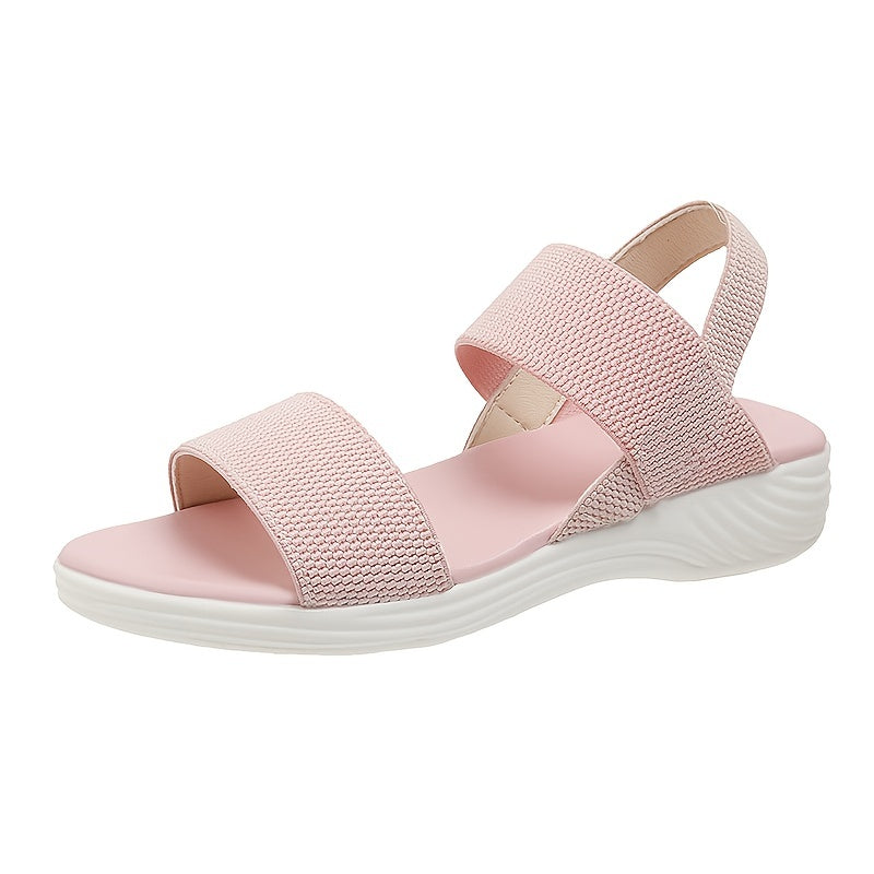 Damen Sommer Sandalen – Flach, elastischem offene runde Zehenpartie