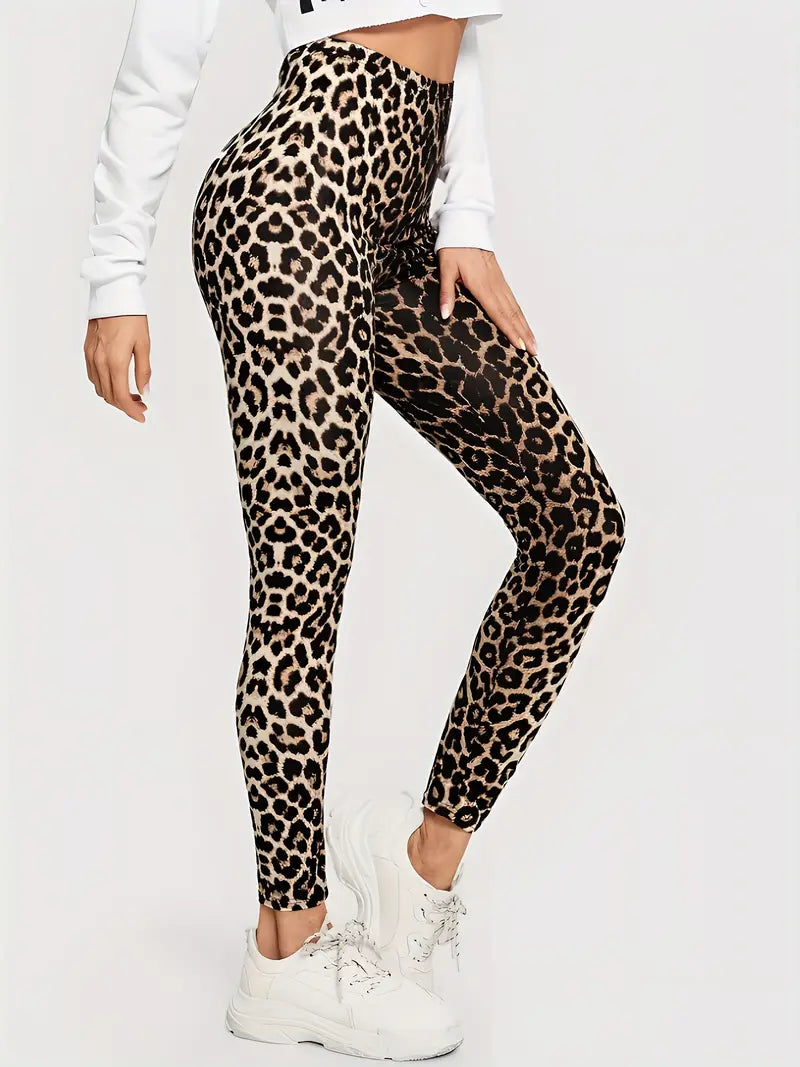 Wild Style Leopardenmuster Leggings mit hoher Taille