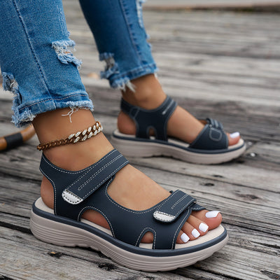 Wedges Sandalen Offene Spitze Atmungsaktiv Verstellbarer Knöchelriemen