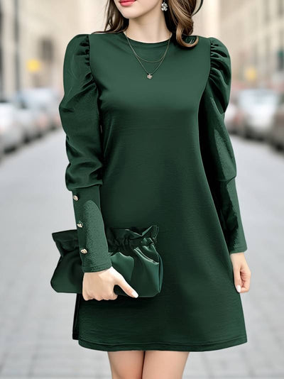 Aiza - Elegantes Kleid mit Puffärmeln und Knopfleiste