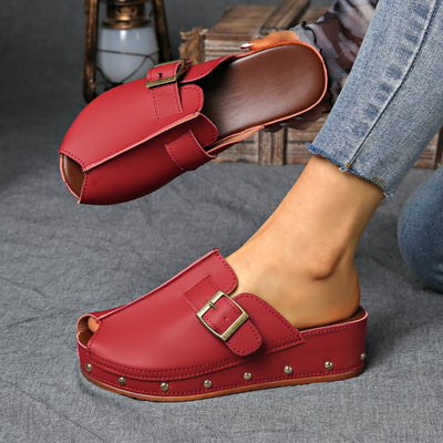 Bequeme Sommer Plateau-Schuhe mit Schnallenriemen Offenem Zeh