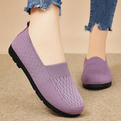 Leichte Slip-On Loafer für Damen – Atmungsaktives Strick-Obermaterial