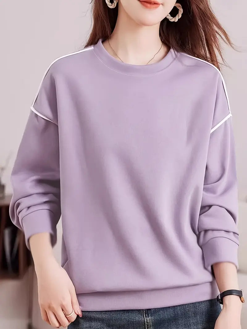 Lässiges helllila Rundhals-Sweatshirt für Frauen