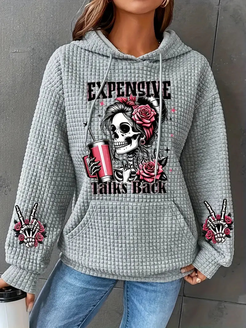 Spirited Skull Lässiger Langarm-Kapuzenpullover