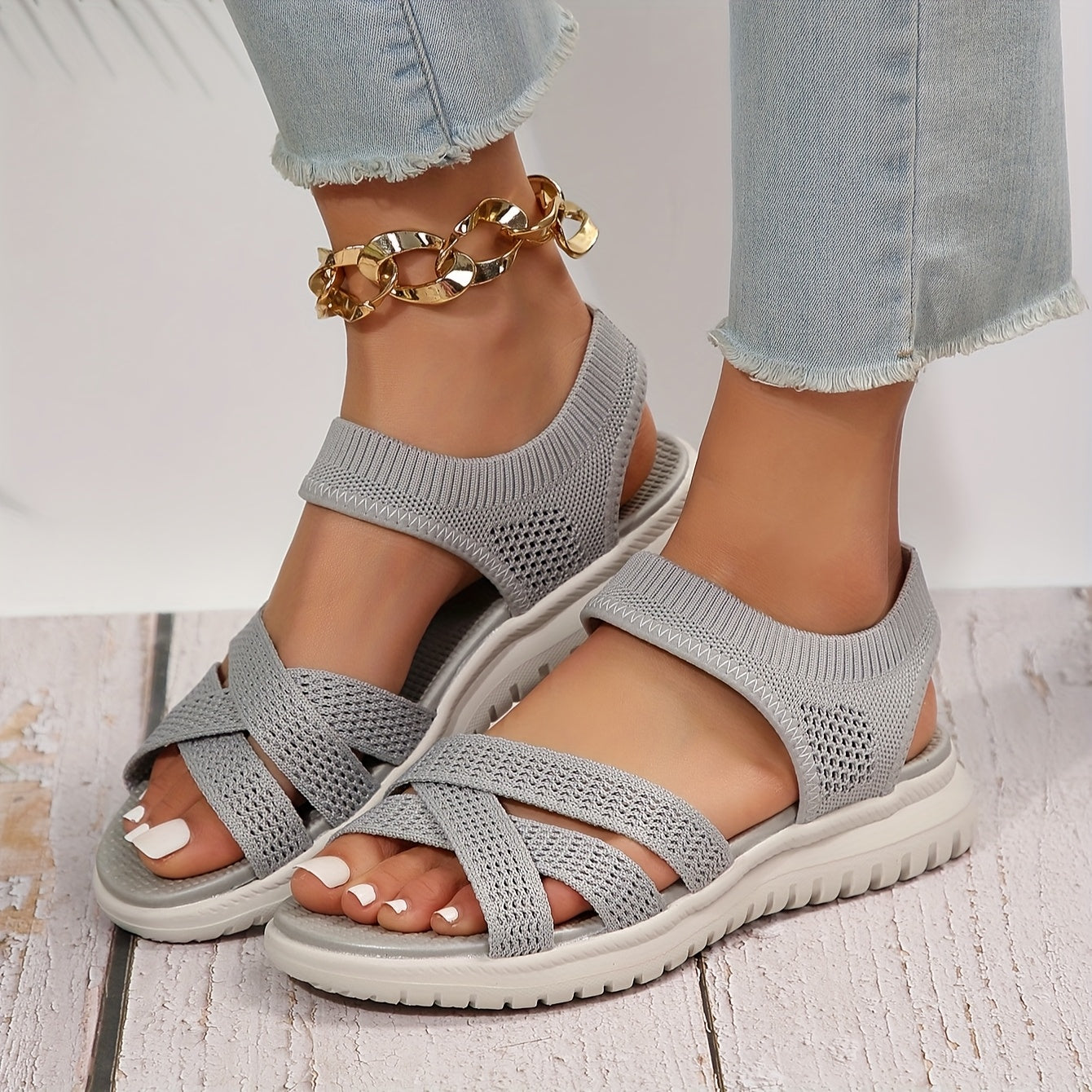 Damen Bequemer Kreuzgurt Sandalen – Bequem, Atmungsaktiv & Rutschfest