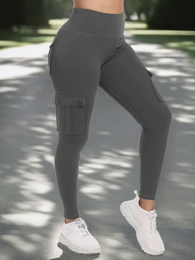 UtilityFit-Yoga-Leggings mit hohem Bund und vier Knöpfen