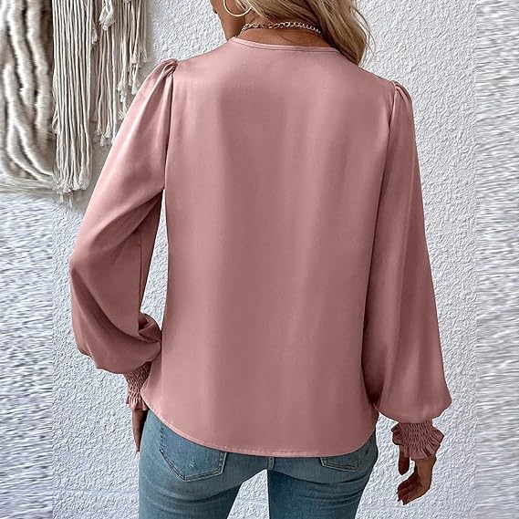 Clara - Bluse mit V-Ausschnitt und langem Puffärmel