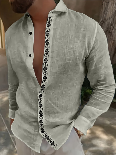 Herren Langarmshirt mit Geometrischem Muster – Atmungsaktiv & Stylisch