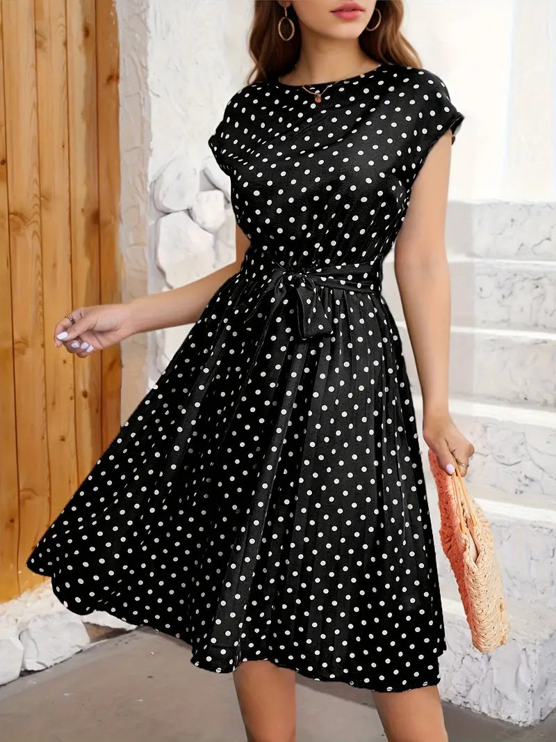 Lässiges Plisseekleid mit Polka Dot