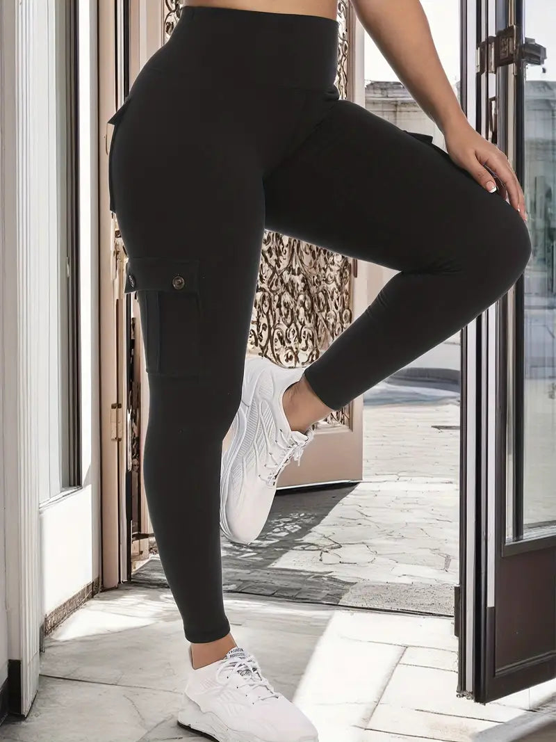 UtilityFit-Yoga-Leggings mit hohem Bund und vier Knöpfen