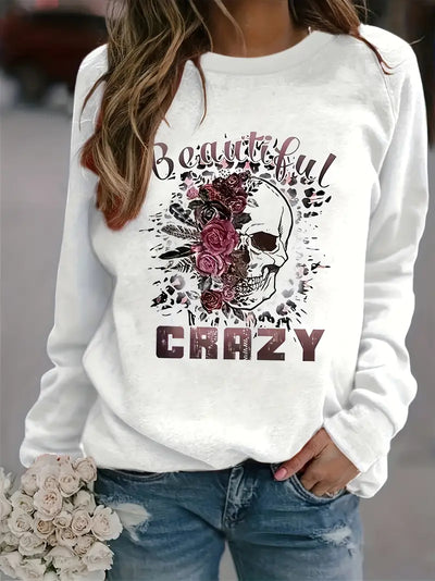 Wild Beauty-Sweatshirt mit Totenkopf-Print