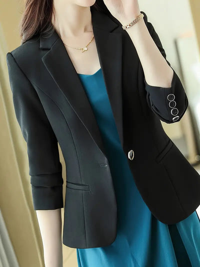 Lässiger schmaler für Damen, Schlichter Button-Front Blazer