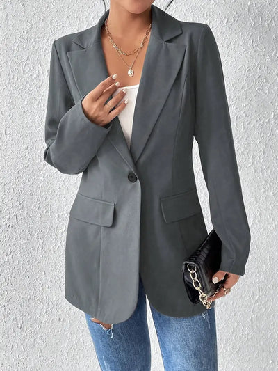 Blazer mit Reverskragen, Einreiher, Eleganter Langarm Business Blazer