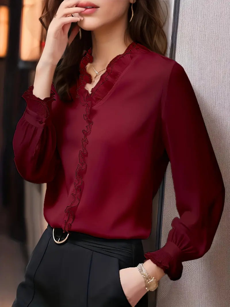 Langärmelige Bluse Elegantes lässiges Damenoberteil