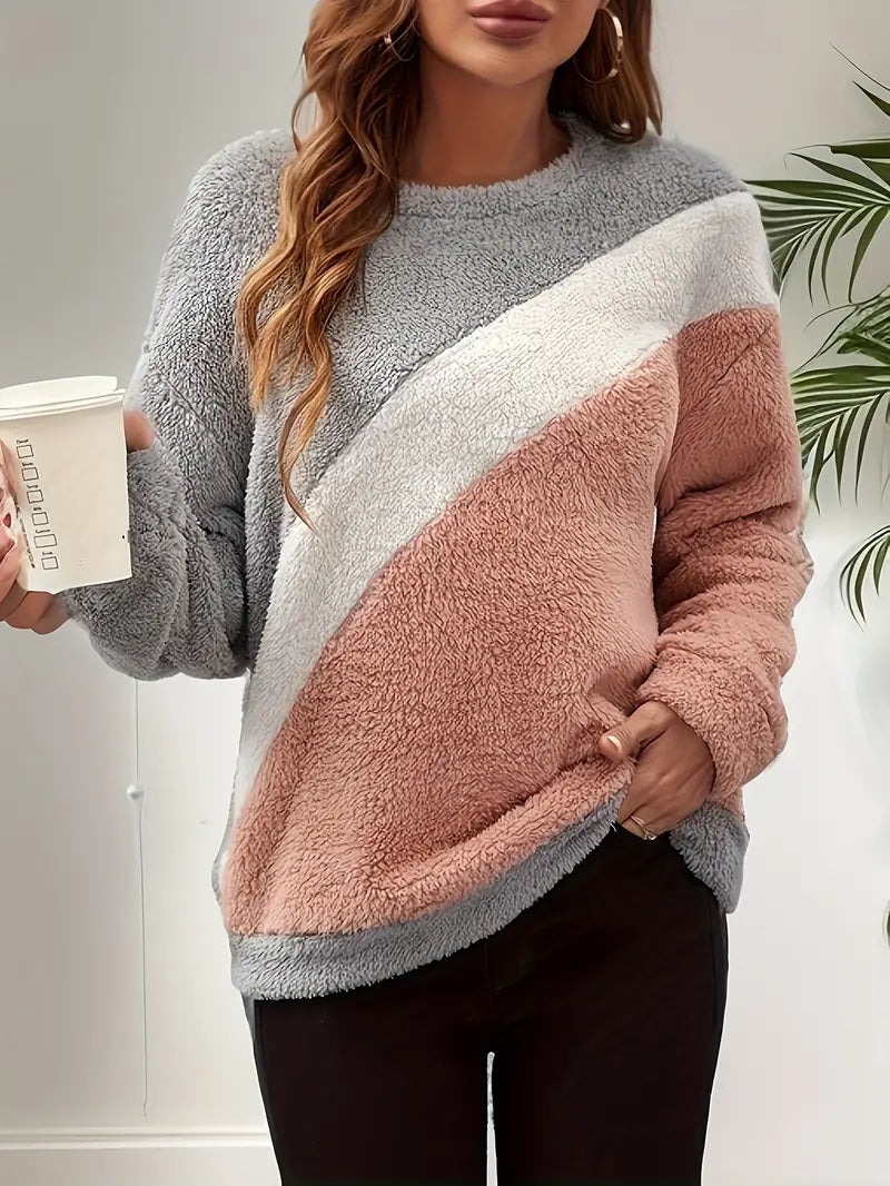 Kuschelstreifen Wuscheliger Pullover Color Block