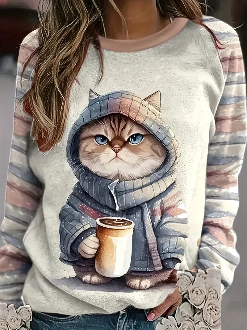 Sweatshirt mit Katzenmuster von Whiskers & Paws