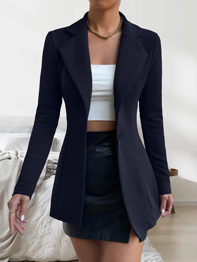 Damen Revers Blazer - Elegante Langarm Polyester Jacke