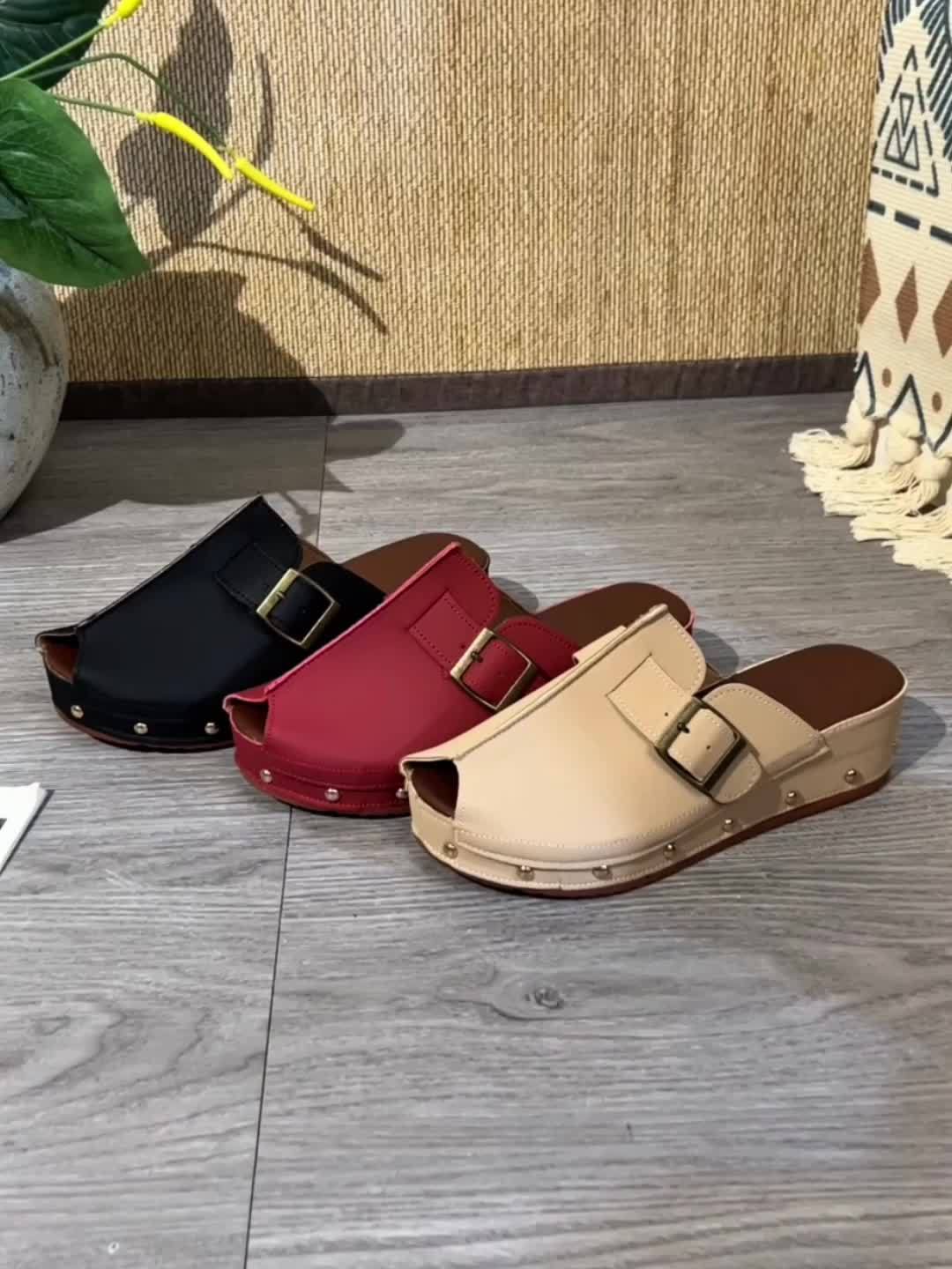 Bequeme Sommer Plateau-Schuhe mit Schnallenriemen Offenem Zeh