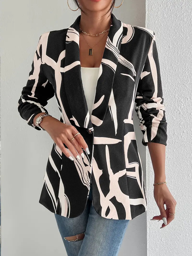 Damen Blazer mit geometrischem Muster – Leicht, Eleganter Schnit