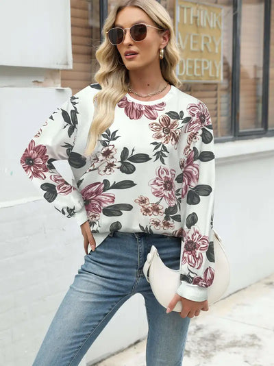 Blumenmuster Pullover Sweatshirt für Damen