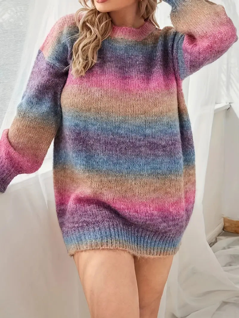 Übergröße Ombre Pullover – Acryl Strick, Weich & Warm für Herbst/Winter