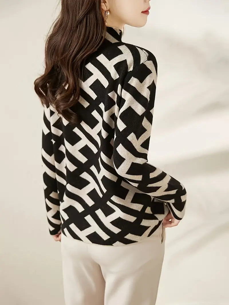 Vielseitiger Rollkragenpullover mit geometrischem Muster