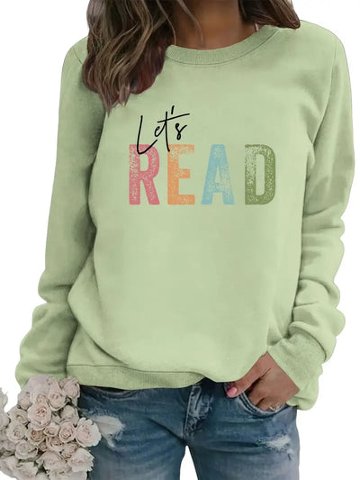 Trendy Pullover mit Buchstabendruck, lässig, lange Ärmel