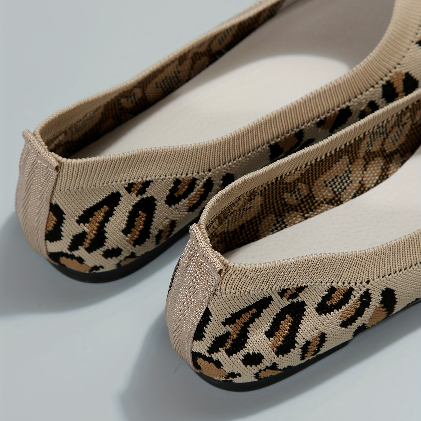 Damen Leopard Ballerinas – Spitze Slip-On Leichte Flats