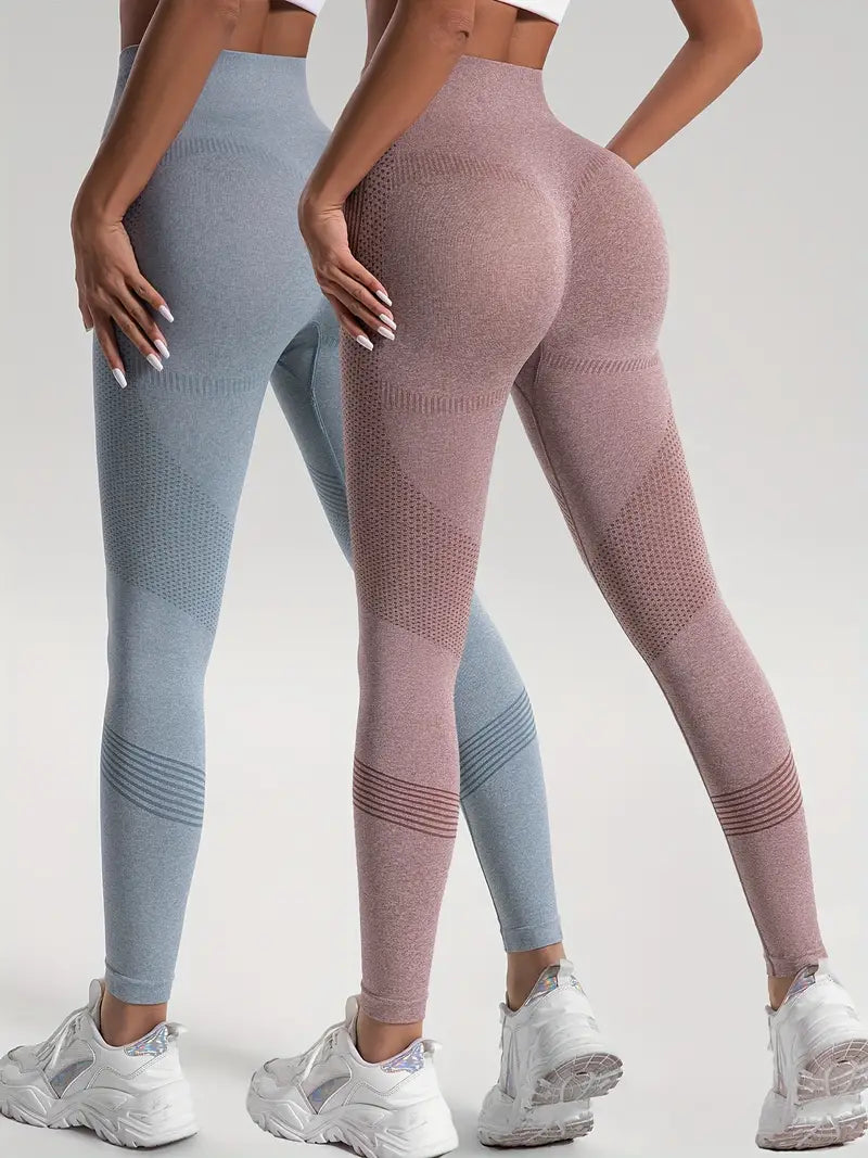 Dahlia - 2pcs feste Farbe High-Stretch Fitness Yoga Sport Leggings