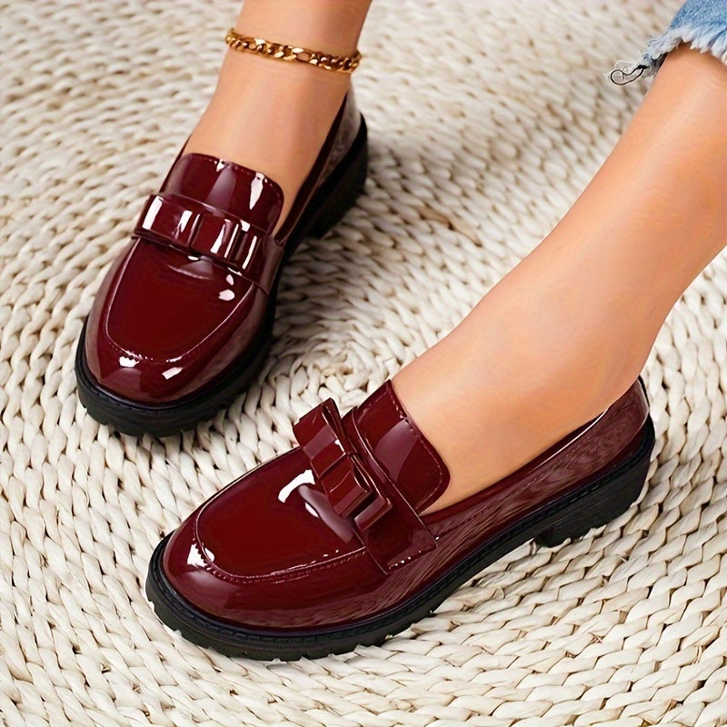 Schleifen-Loafer – Bequeme Slip-Ons mit Blockabsatz, Preppy-Stil