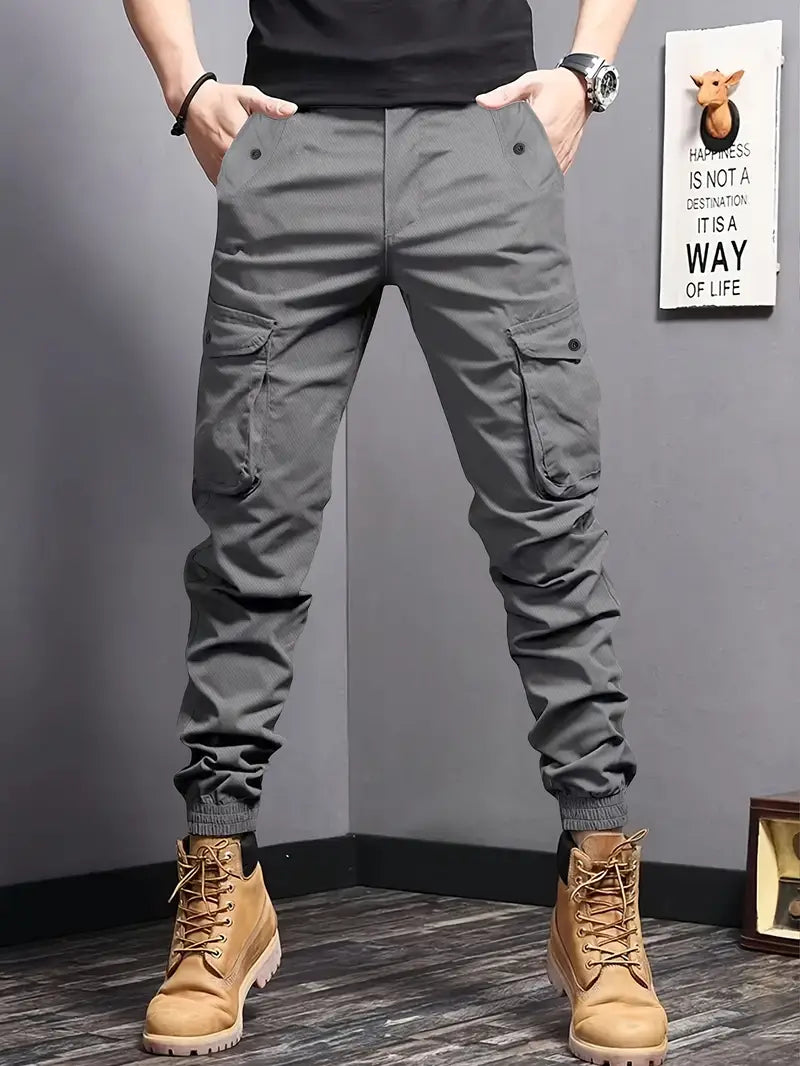 Herren Trendige Solid Footed Cropped Cargo-Hose mit Seitentasche