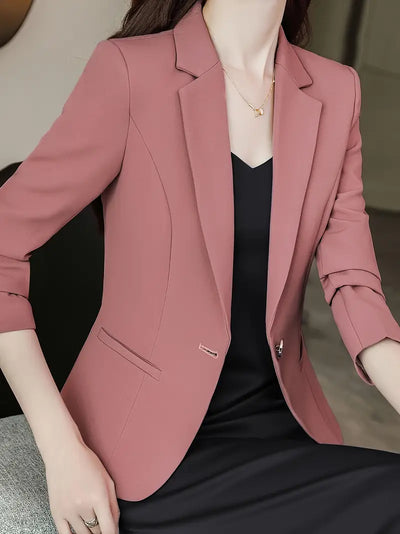 Lässiger schmaler für Damen, Schlichter Button-Front Blazer