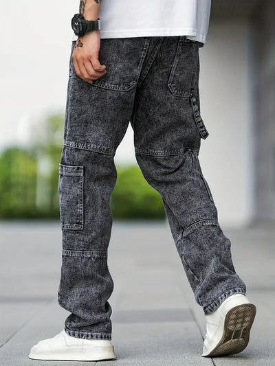 Herren Casual Cargo Jeans mit Großen Taschen