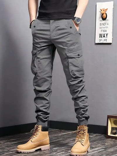 Herren Trendige Solid Footed Cropped Cargo-Hose mit Seitentasche