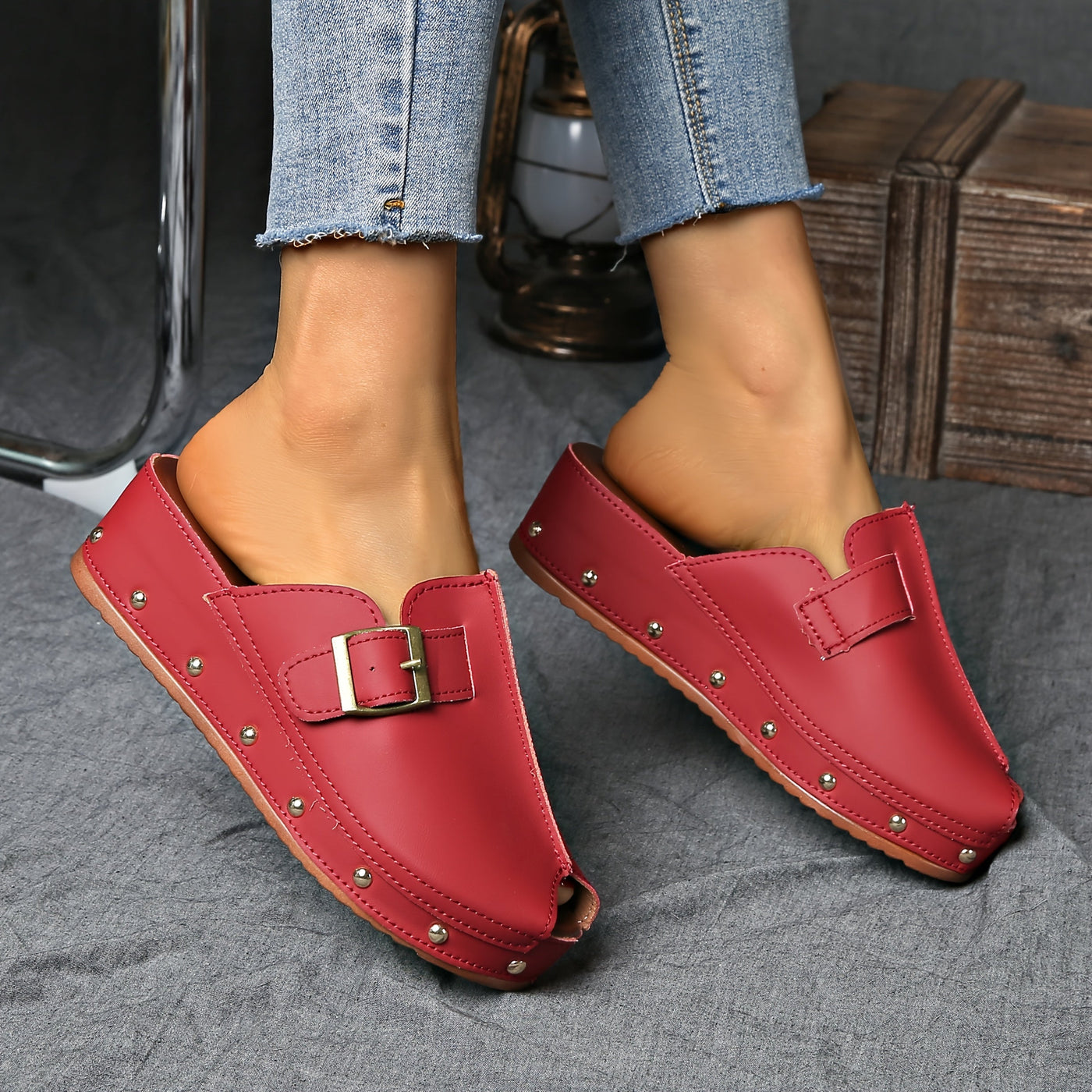 Bequeme Sommer Plateau-Schuhe mit Schnallenriemen Offenem Zeh