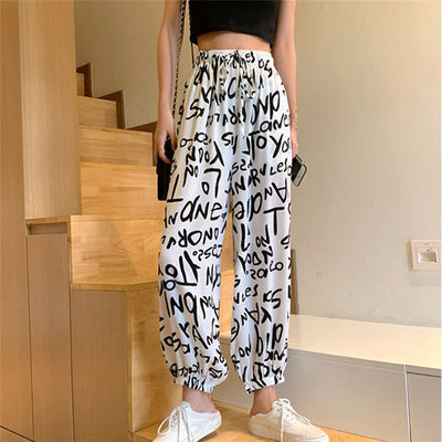 Abstrakte Figur Print Weite Hose