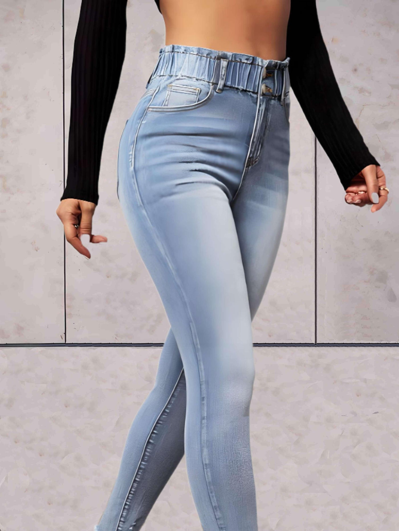 Eva: Skinny-Jeans mit hoher Taille und doppeltem Knopf