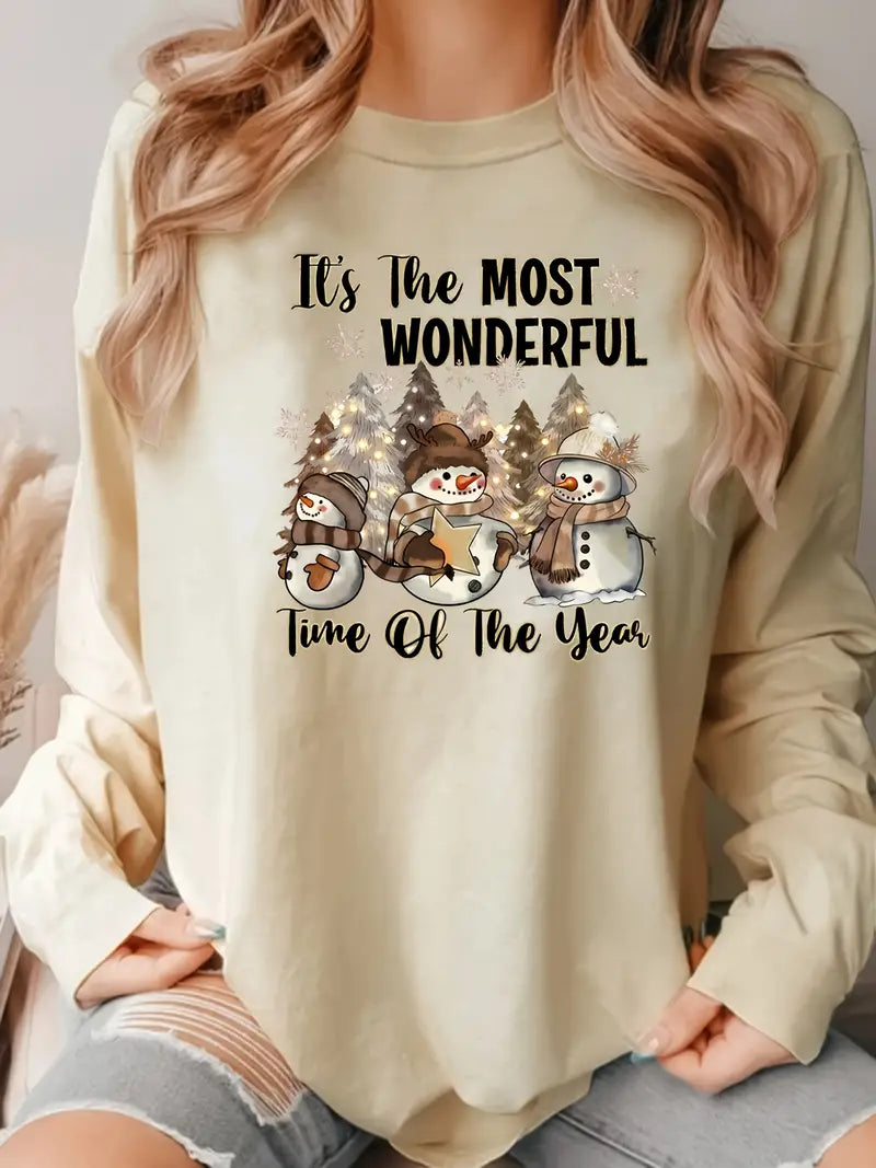 Gemütliches Schneemann-Weihnachts-Sweatshirt für Frauen