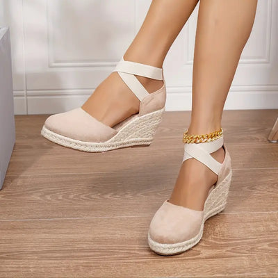 Elastische Band Plattform Geschlossene Zehe Espadrilles Schuhe