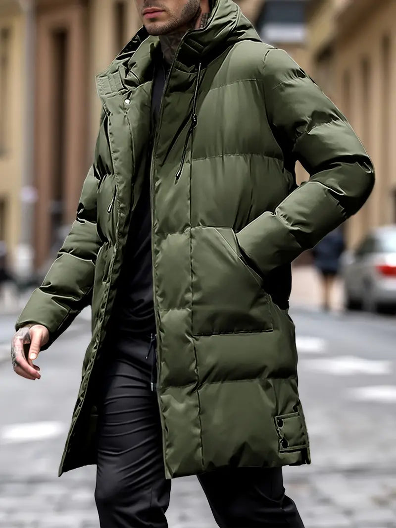 Lose solide Herren Puffer Mantel mit Taschen, lässig Zip Up lange Ärmel