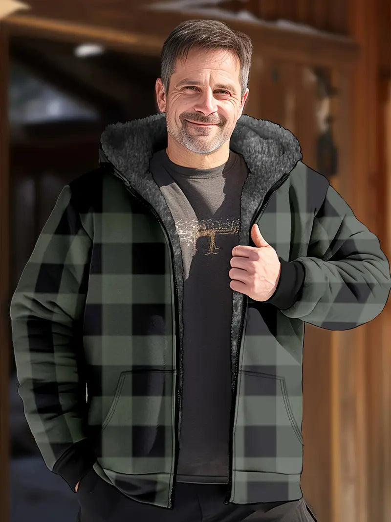 Herren-Winterjacke mit Kapuze – Warm, Winddicht & Taschen