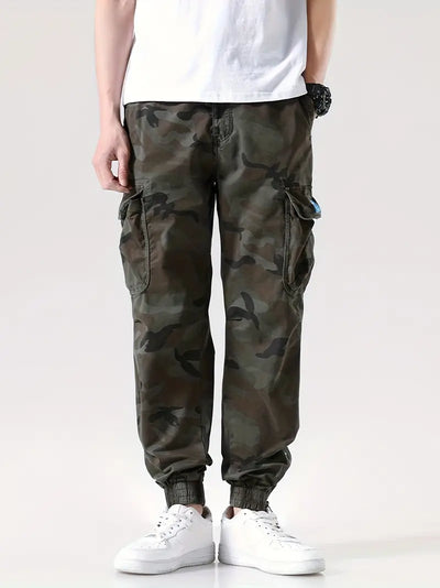 Herren Camouflage Cargo-Hose – Mehrere Taschen, Baumwolle