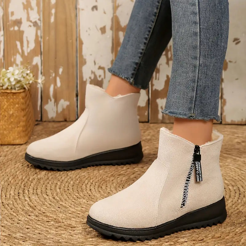 Damen Winter Stiefeletten – Wasserdicht, Kunstfell, Reißverschluss