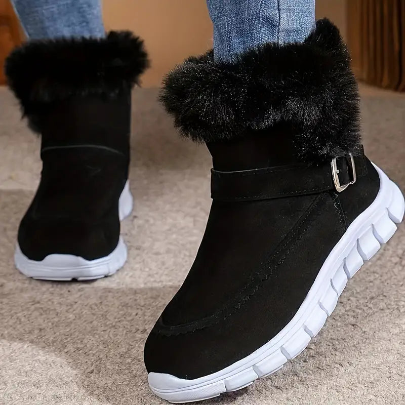 Mid-Calf Winter Snow Boots für Damen, Obermaterial aus Plüsch und Samt