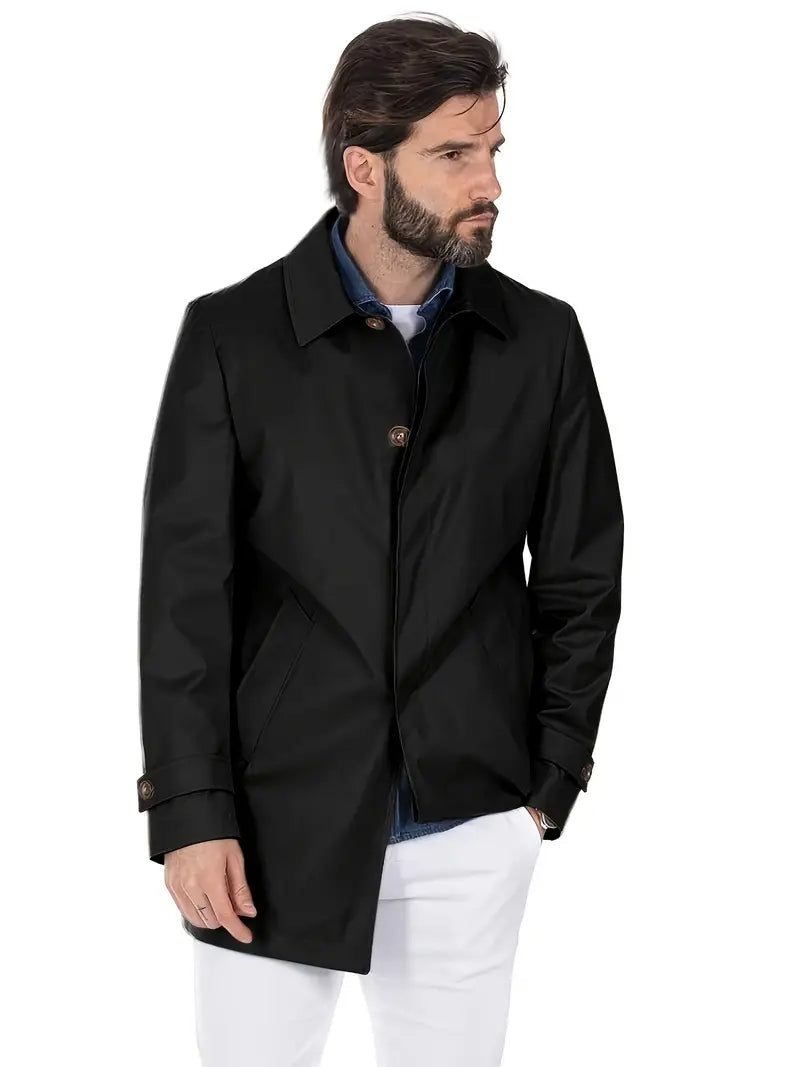 Lässiger einreihiger Trenchcoat für Herren, schicker, eleganter Mantel