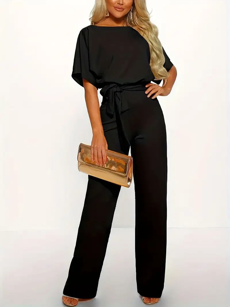 Jumpsuit mit weitem Bein und gebundener Taille