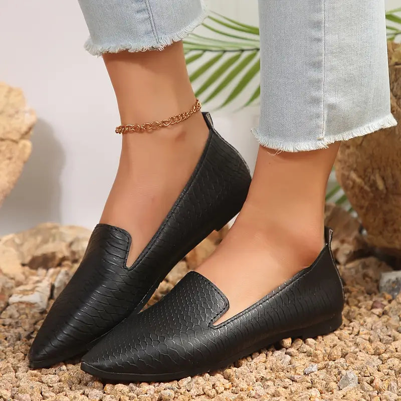 Pointed Flache Schuhe für Frauen mit fester Farbe