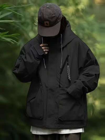 Windbreaker-Jacke mit Kordelzug und Reißverschluss