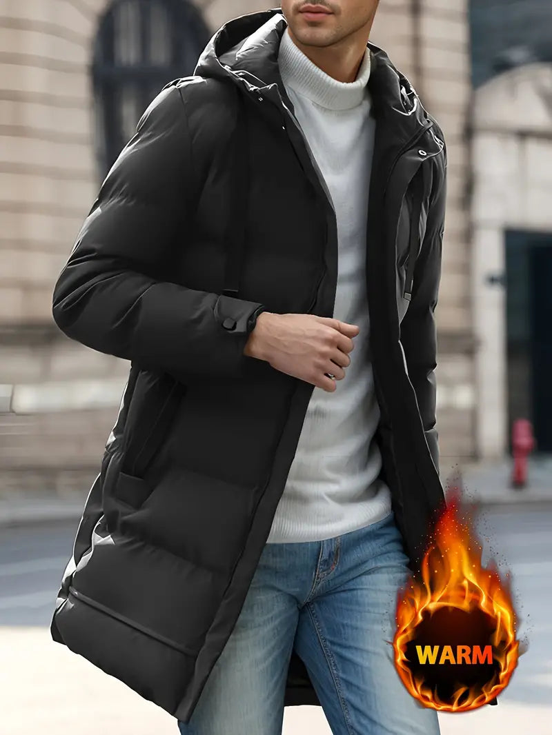 Herren-Winter-Thermo-Kapuzenjacke - Winddichter, warm wattierter Mantel